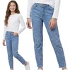 Bequeme Slim-Fit-Jeanshose für Mädchen mit Strasssteinen Produktbild-Vorschau 1