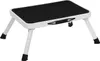 A white and black step stool with a black textured top and white folding legs. Anteprima dell’immagine prodotto