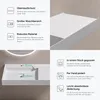 A collage of marketing images and diagrams for a white washbasin. Produktbild-Vorschau