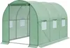 A green tunnel greenhouse with an open entrance and windows on the side. Náhled obrázku produktu