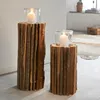 Windlichtsäule Rustikal recyceltes Holz 55cm Produktbild-Vorschau 5