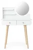 Schminktisch MRDT08-W, weiß, aus MDF, mit Spiegel (Ø 40 cm) Produktbild-Vorschau 2