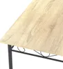 A close-up view of the corner of a wooden table with black metal legs. Náhled obrázku produktu