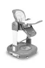 A gray and white baby high chair is shown against a white background. Produktbild-Vorschau