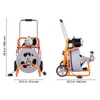 Two views of a drain cleaning machine on a white background, with dimensions indicated. Náhľad obrázku produktu