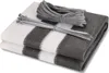A folded privacy screen with rope and ties on top, on a white background. Produktbild-Vorschau
