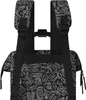 The back of a backpack with a black and white abstract pattern. Produktbild-Vorschau