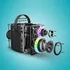 An exploded view of a portable speaker, showing its internal components and LED lighting. Produktbild-Vorschau