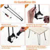 A four-panel instructional image showing how to install foldable table legs. Produktbild-Vorschau