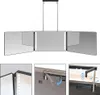 A tri-fold makeup mirror with LED lights, suspended by metal rods from a black bar. Produktbild-Vorschau