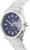 A close-up, angled view of a silver Casio Edifice men's watch with a blue dial. Produktbild-Vorschau
