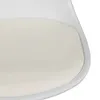 A close-up view of the seat of a white bar stool with a cream cushion. Náhľad obrázku produktu