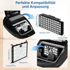 Collage showing vacuum cleaner filters and their dimensions, with German text indicating perfect compatibility and fit. Produktbild-Vorschau