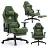 Gaming-Stuhl grün Samt ergonomisch, Massage-Lendenstütze, Produktbild-Vorschau 2