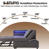Diagram showing different reclining angles of a sofa with corresponding activities. Voir les images du produit