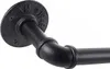 Close-up of a black industrial-style curtain rod bracket and pipe. Produktbild-Vorschau