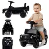 A collage of images showing a black Mercedes-Benz G350d ride-on toy car for children, with one image featuring a baby sitting in it. Produktbild-Vorschau