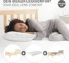 A woman sleeping on a bed, with diagrams showing the components of a bed. Náhľad obrázku produktu