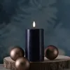 LED Stumpenkerze MIA - Echtwachs - realistische 3D Flamme - H: 12,5cm - D: 7,5cm - königsblau Produktbild-Vorschau