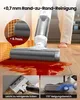 A wet floor cleaning device is shown cleaning up a spill, with close-ups highlighting its features. Produktbild-Vorschau
