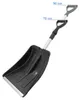 A snow shovel with two adjustable handle positions indicated by measurements. Podgląd zdjęcia produktu