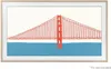 A stylized illustration of the Golden Gate Bridge over blue water, framed by a tan border. Voir les images du produit