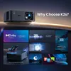 Collage of images showcasing features of a projector, with the projector itself prominently displayed at the top. Náhled obrázku produktu