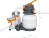 A pool sand filter pump system with dimensions indicated. Produktbild-Vorschau