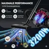 A vacuum cleaner is shown with various features highlighted by text and graphics. Produktbild-Vorschau