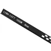 A black profile strip with white text and arrow patterns. Produktbild-Vorschau