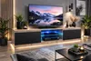 Meuble TV 120 cm, chêne Sonoma, noir, façade avec éclairage Voir les images du produit 1