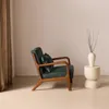 Poltrona scandinava in velluto e legno di hevea tinto noce Anteprima dell’immagine prodotto 4