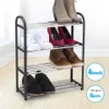 A shoe rack with various shoes on different levels, set against a light-colored background. Produktbild-Vorschau