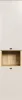 A tall, narrow cabinet with two white doors and a wooden open shelf in the middle. Produktbild-Vorschau