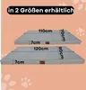 Two dog beds are shown with dimensions indicated. Produktbild-Vorschau