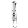 A white shower panel with multiple jets and a handheld showerhead. Produktbild-Vorschau