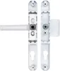 A white door handle set, disassembled to show internal mechanisms, against a white background. Produktbild-Vorschau