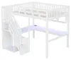 Letto a soppalco in legno, dimensioni 140x200 cm, con Anteprima dell’immagine prodotto 10