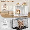 Hundekäfig Möbel, 80 x 60 x 63 cm, Braun und Weiß | Produktbild-Vorschau 3