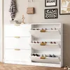 VOWNER Schuhschrank Weiss, 80 x 17 x 108 cm, 3 Klappen, Produktbild-Vorschau 8