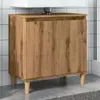 A wooden cabinet under a sink, with tiled walls and a gray tiled floor. Produktbild-Vorschau