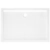 A top-down view of a white shower tray with a textured surface and a central drain. Produktbild-Vorschau