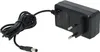 A black power adapter with a coiled cord and a connector. Produktbild-Vorschau