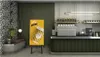 A coffee shop interior with a display stand and counter. Produktbild-Vorschau