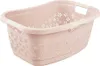 A pink laundry basket with a floral design. Produktbild-Vorschau