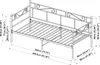 A diagram of a metal daybed with dimensions indicated. Podgląd zdjęcia produktu