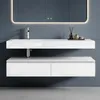 doporro Meuble de Salle de Bain Blanc Mat Ensemble de 3 Voir les images du produit 1