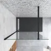 Schwarze Duschkabine 90x200cm Duschwand mit Glasschutzfolie Produktbild-Vorschau 4