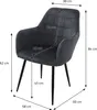 A dark gray armchair with dimensions indicated by measurement lines and text. Náhľad obrázku produktu