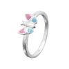 Ring Kinderring Schmetterling rosa hellblau Silber 925 Produktbild-Vorschau 1